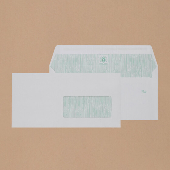Alternative view of Sobres comerciales americanos 115x225mm, ventana derecha, blancos, papel 100% reciclado.